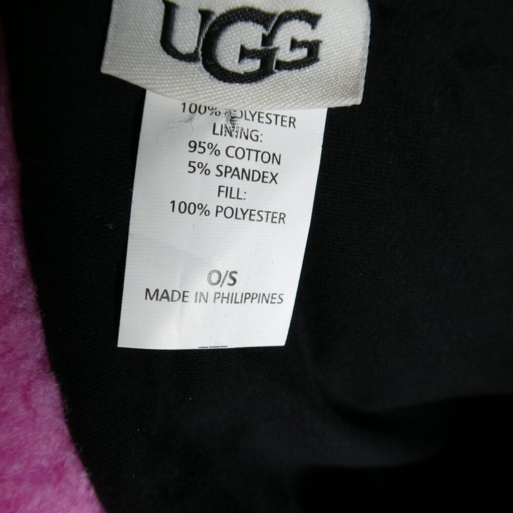 UGG Pink Sherpa Bucket Hat One Size Faux Fur Logo Bucket Cap - Picture 7 of 7